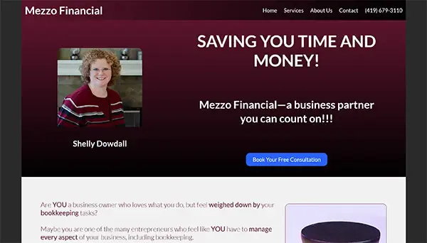 Custom website design and SEO for Mezzo Financial, a Central Ohio bookkeeping and financial analysis firm optimized for AEO and GEO