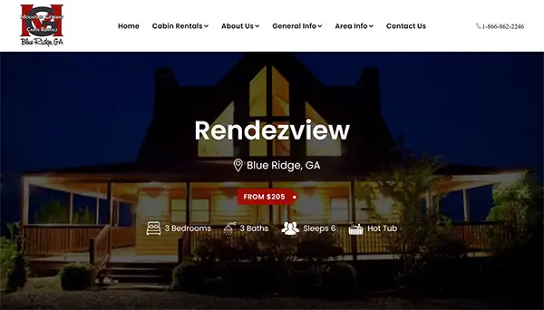 Custom website and CMS development and SEO optimization for Mountain Getaway, a cabin rental company in Blue Ridge, GA